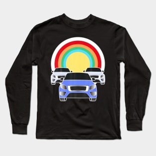 3 Cars Race Automobile Roadrip Ravel Car Drive Graphic Long Sleeve T-Shirt